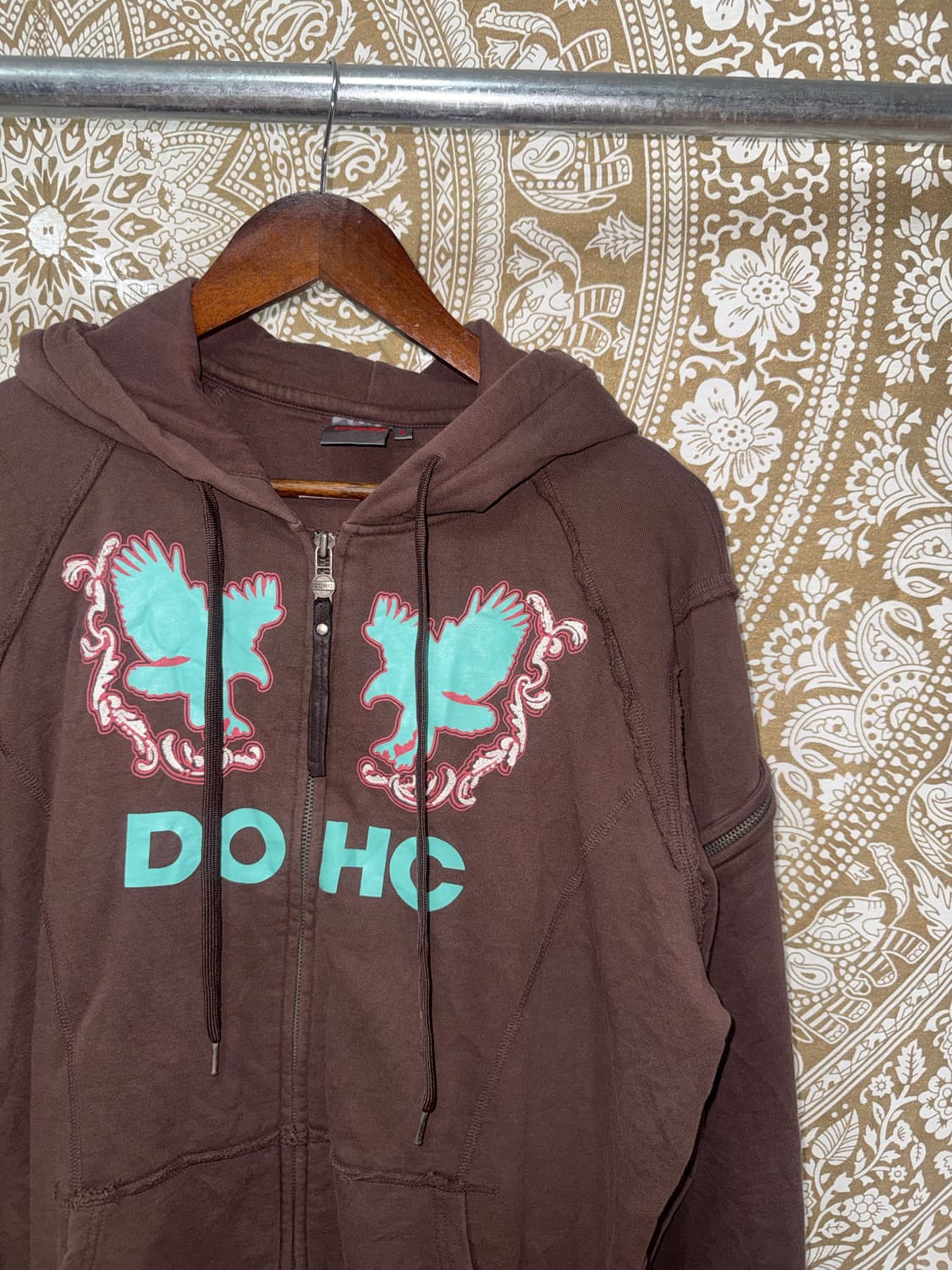 Doch 빈티지 프린팅 브라운 후드집업  상품이미지4