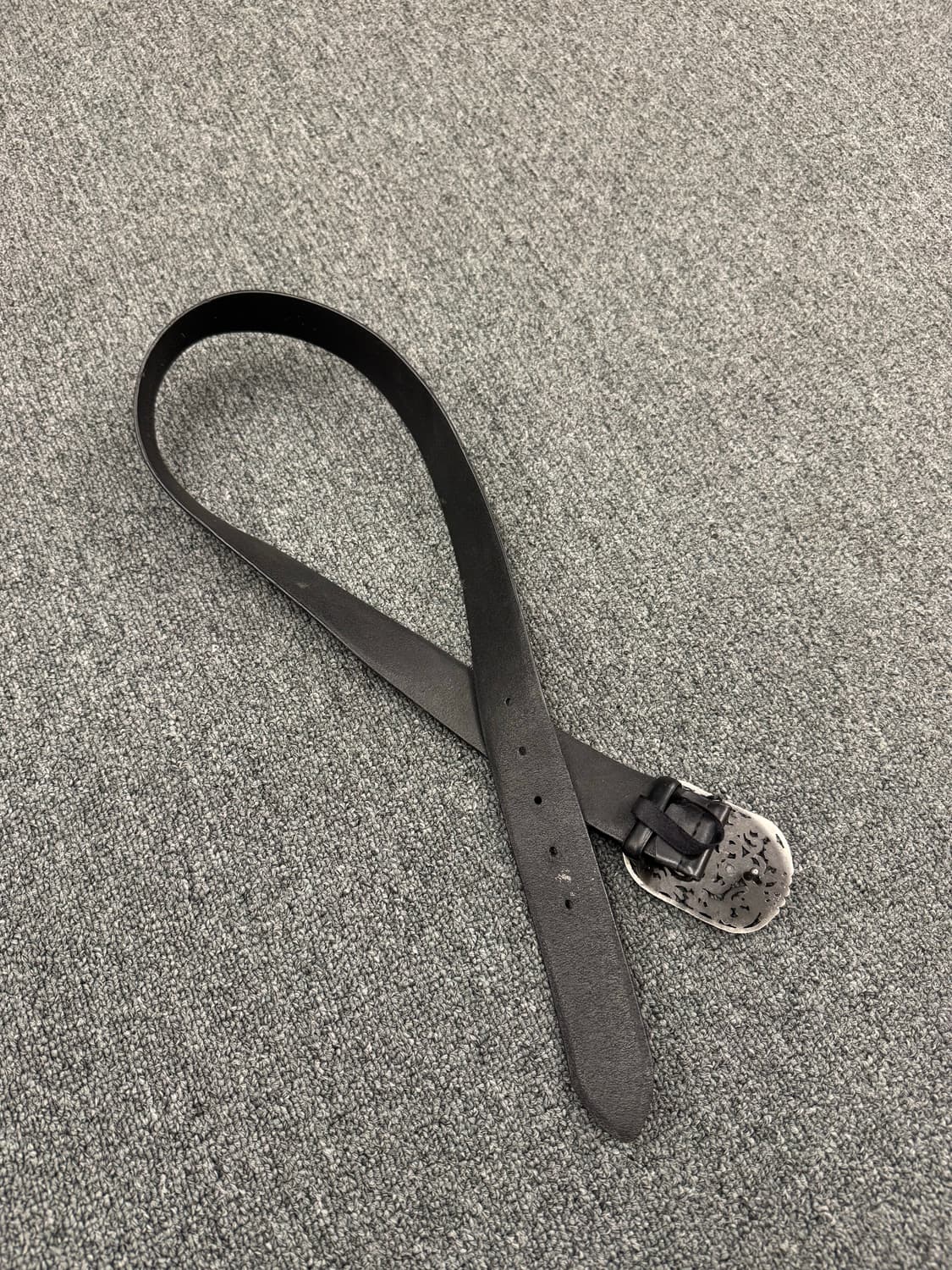 Vintage 패턴 버클 웨스턴 블랙 가죽벨트 상품이미지4