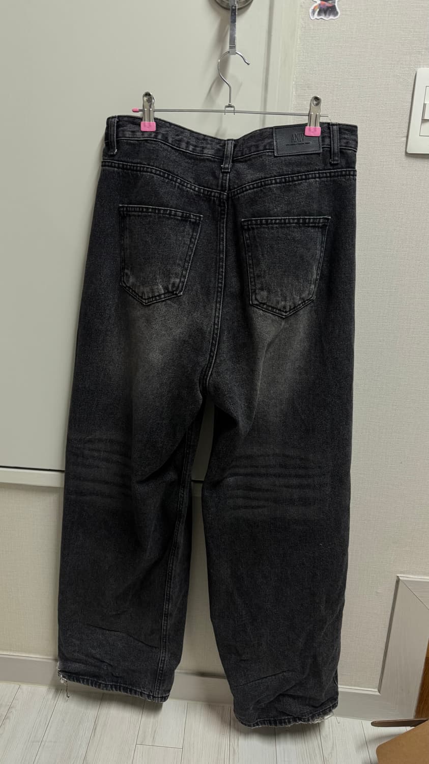 어니브 로우라이즈 와이드 데님 차콜 M 상품이미지3