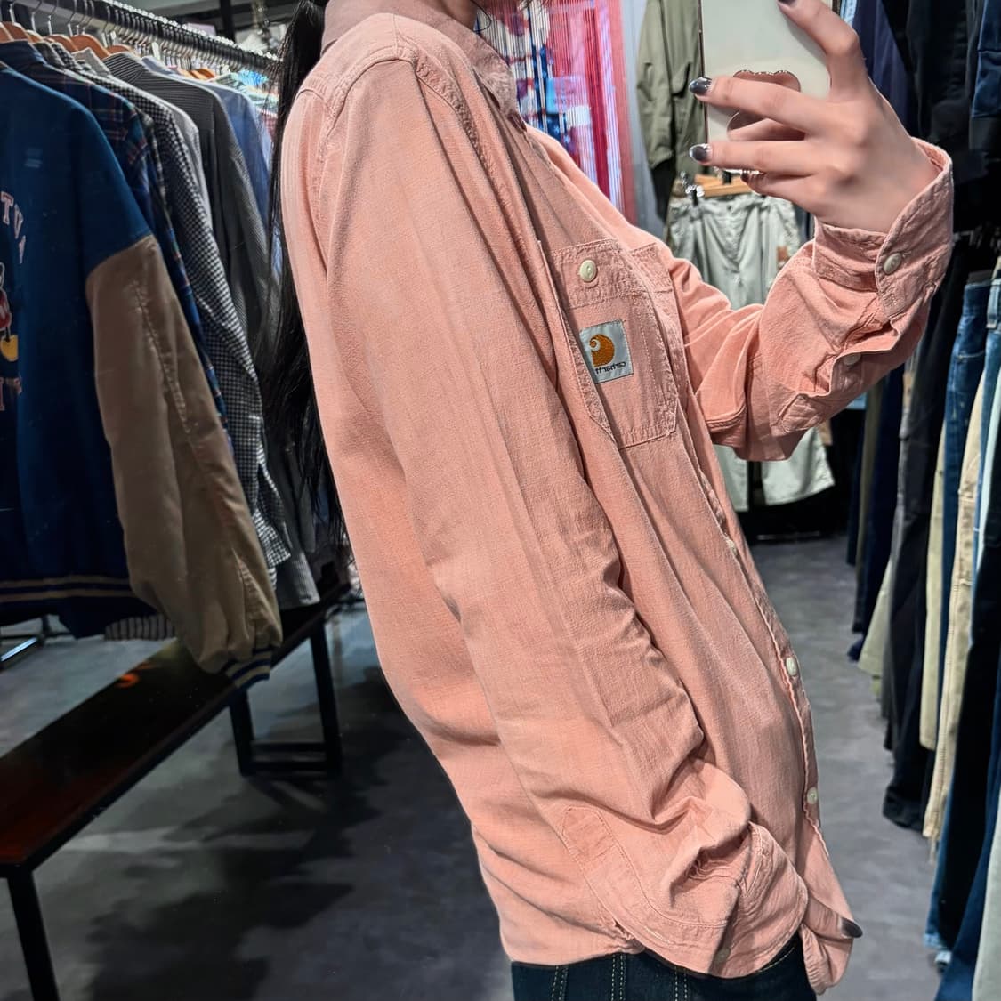 [IM] Carhartt 칼하트 린넨 셔츠 코랄 핑크 상품이미지5