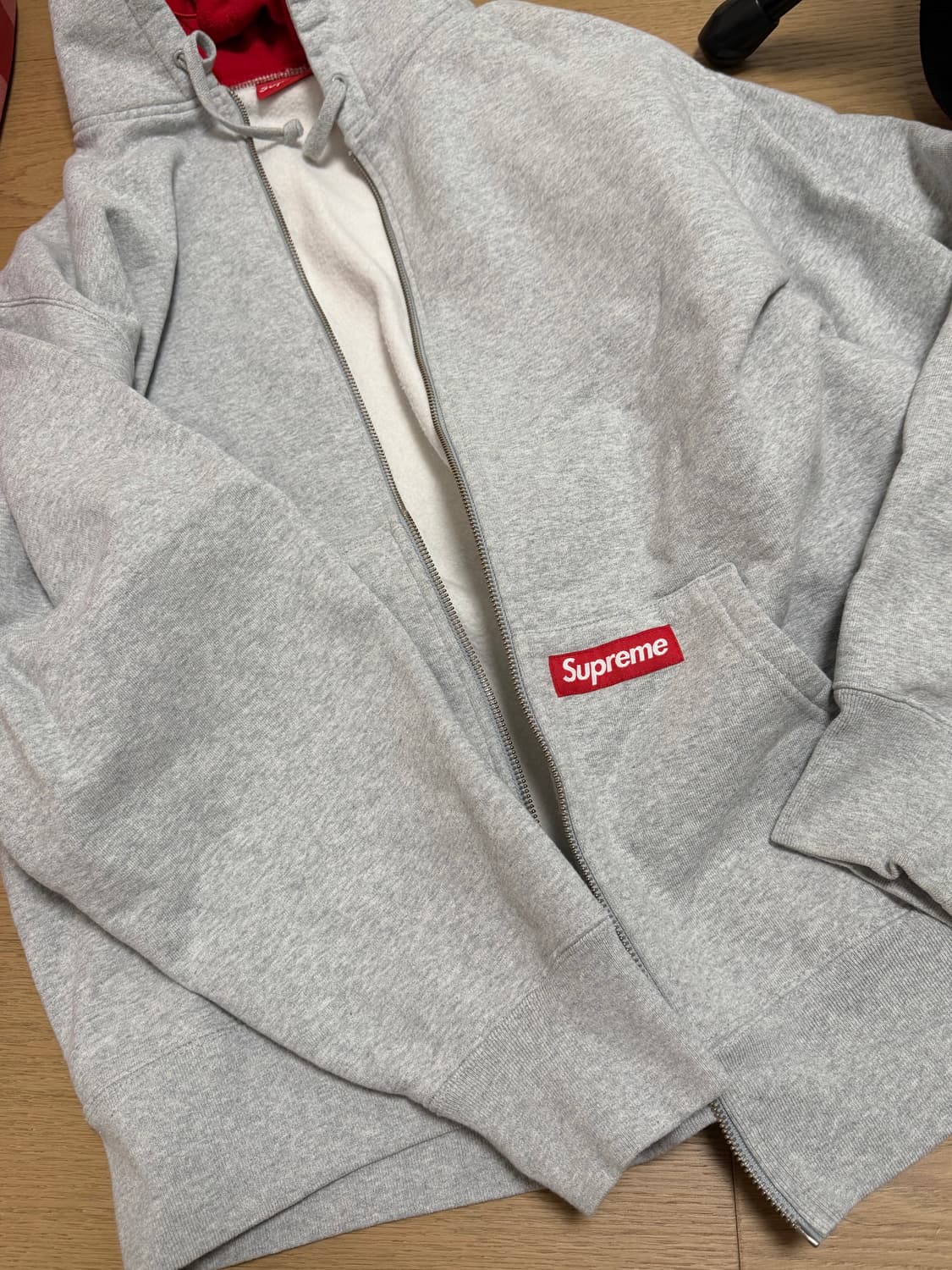 슈프림 더블 후드 페이스마스크 집업 후드 스웨트셔츠 헤더 그레이 - 22 상품이미지1