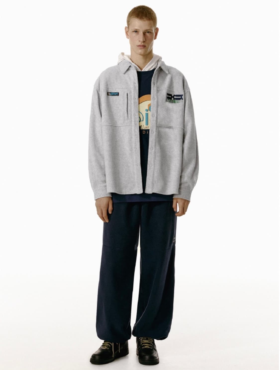 테켓 TKT 플리스 셔츠-멜란지 그레이 상품이미지2