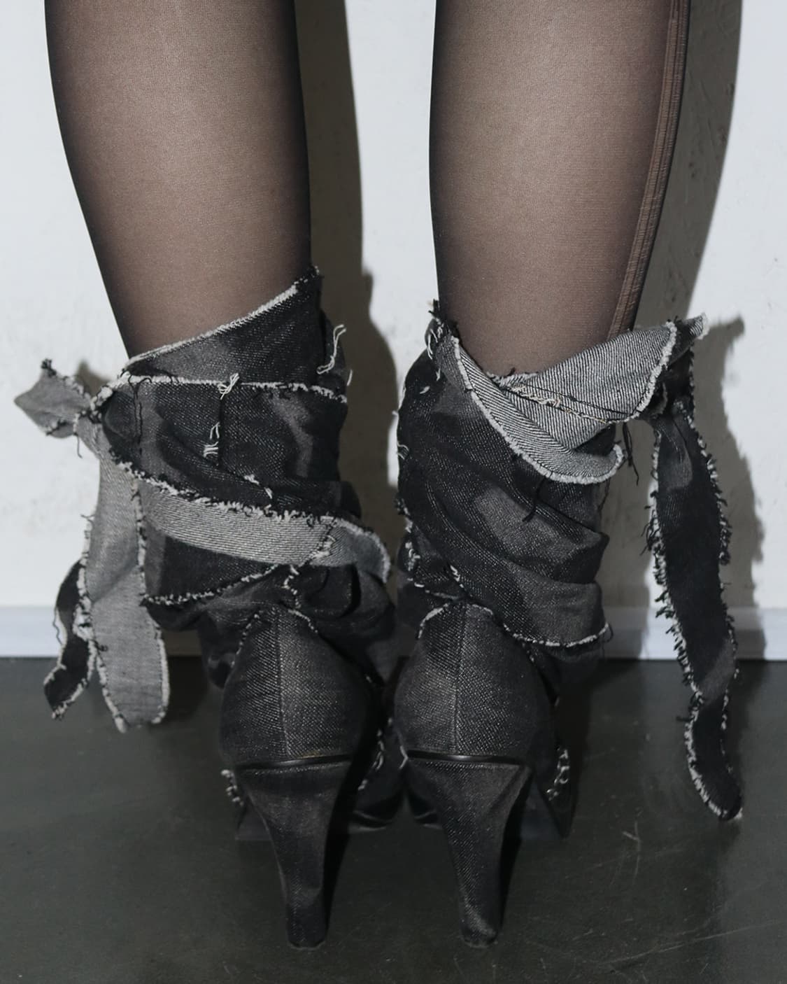 디젤 블랙골드 롤업 데님 힐 부츠 상품이미지3