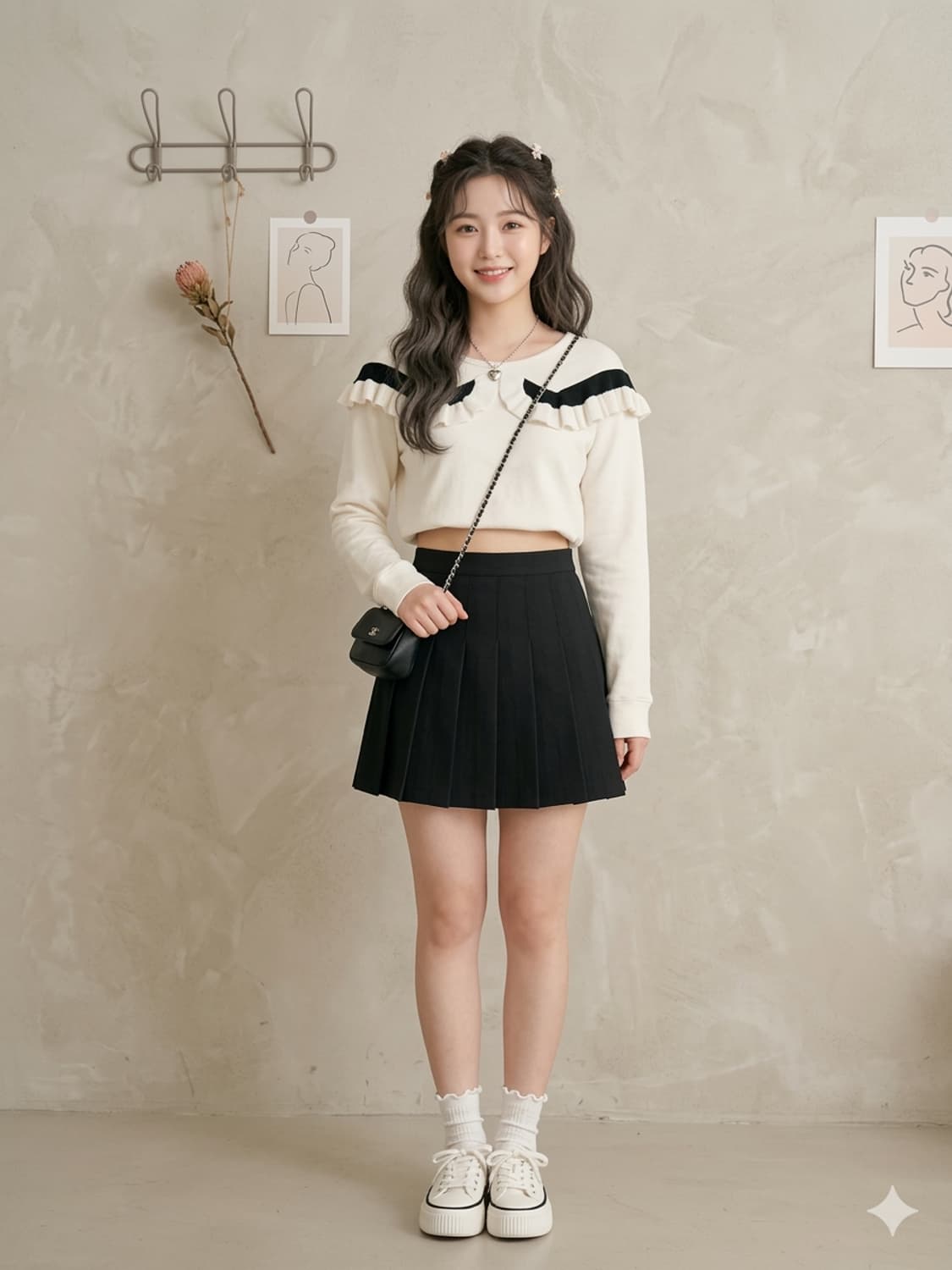 럭키슈에뜨 유니크 프릴 맨투맨 티셔츠 상품이미지1