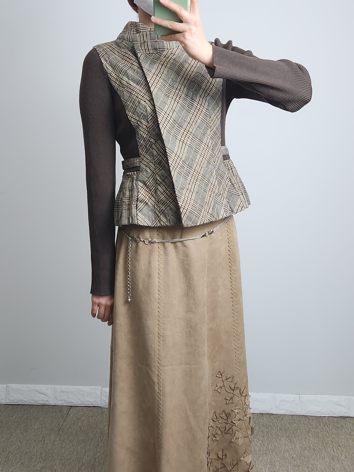 골지 체크 탑 상품이미지4