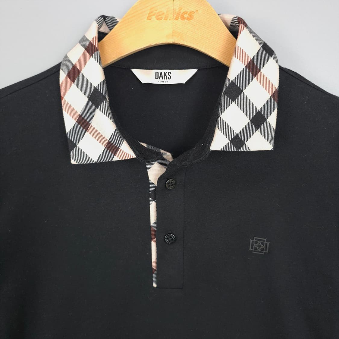 닥스골프 DAKS GOLF 체크카라 긴팔 폴로셔츠 블랙 95 상품이미지2