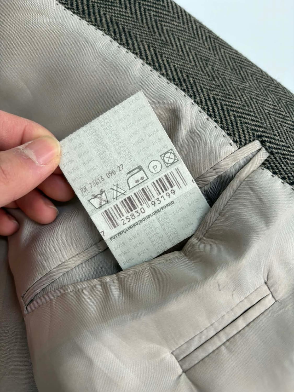 [M] 휴고 보스 90s 미제 헤링본 울 블레이져 자켓 상품이미지5