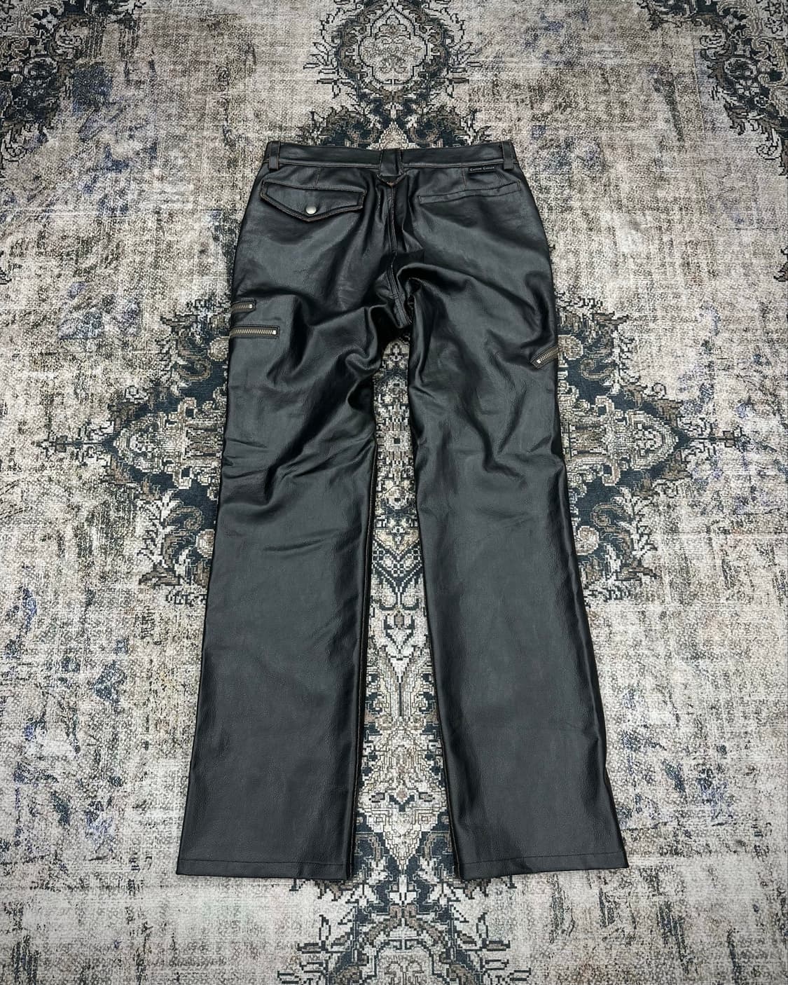 Custom culture fake leather biker jeans 상품이미지3