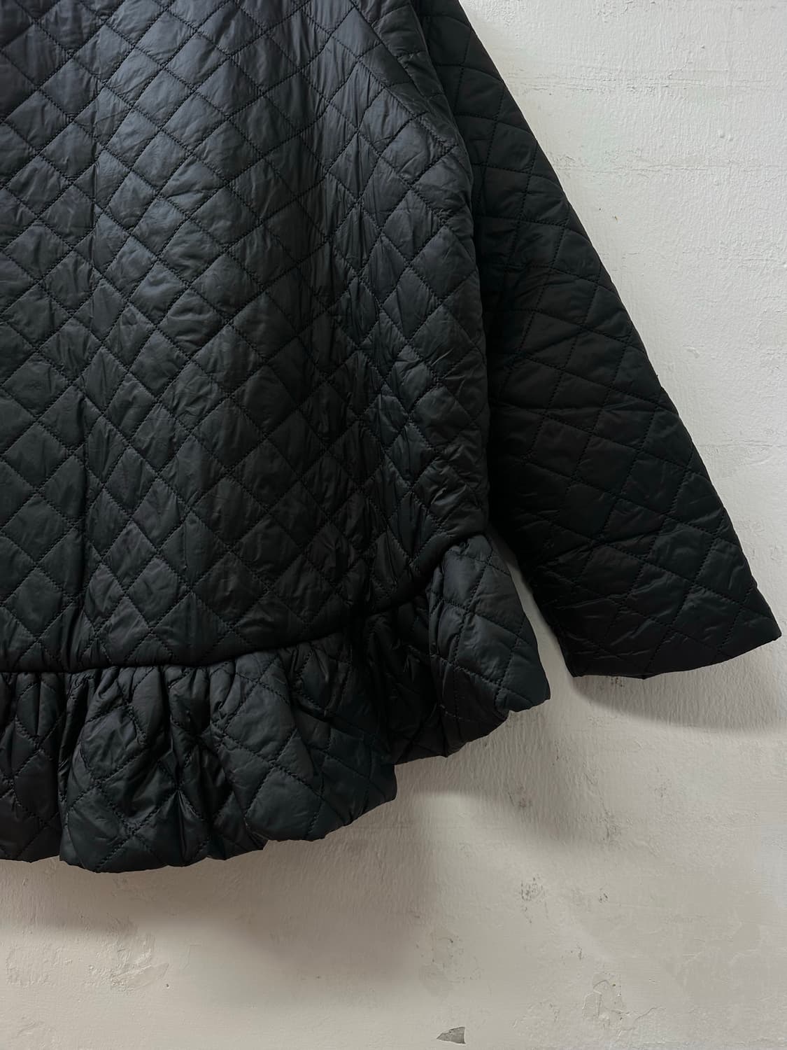 일본빈티지 블랙 패딩 퀼팅 프릴 블라우스 미니 원피스 상품이미지8