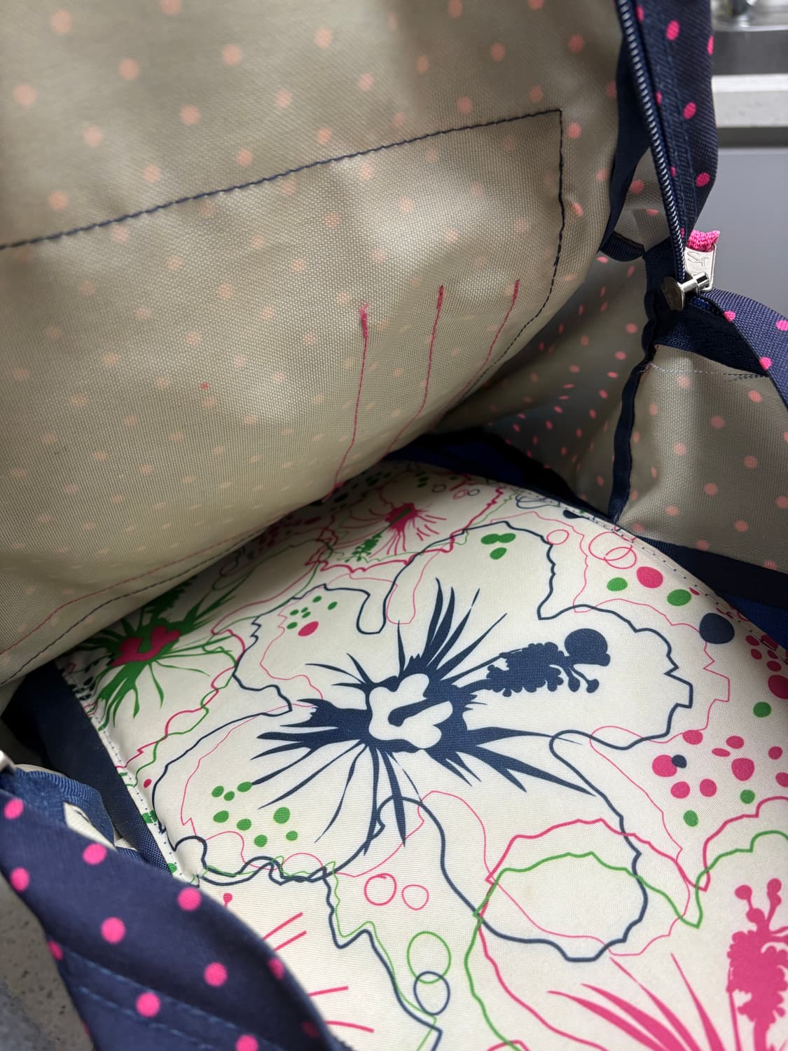 희귀 잔스포츠 네이비 핑크 도트 백팩 상품이미지5