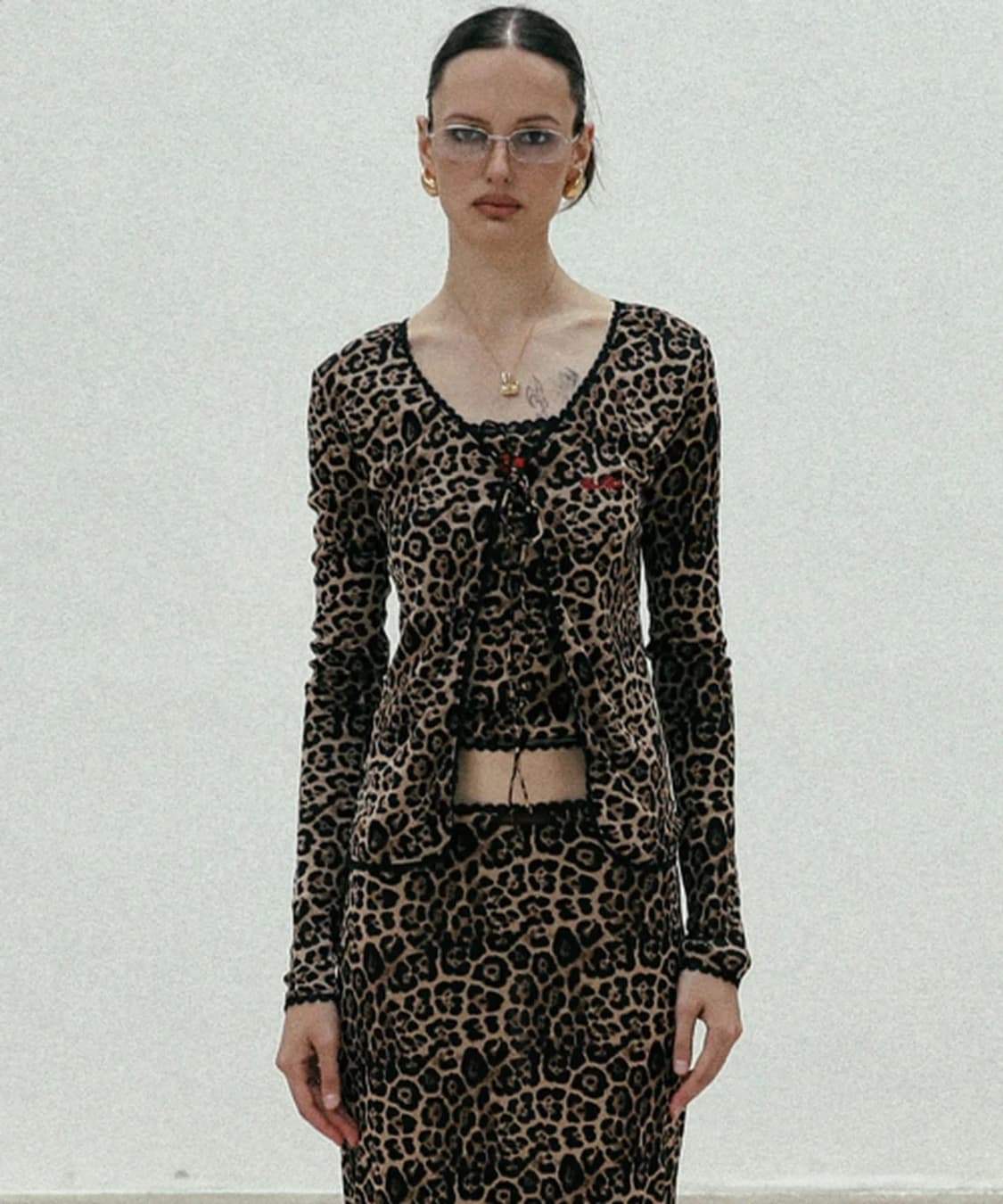 배드블러드 레오파드 타이 가디건 - 브라운 상품이미지1