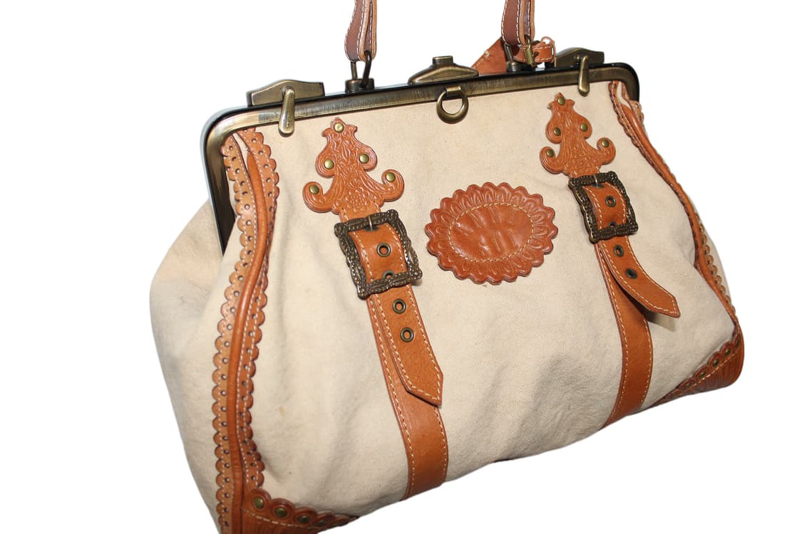 2000s JUICY COUTURE  쥬시꾸뛰르 캔버스 레더 토트백 상품이미지4