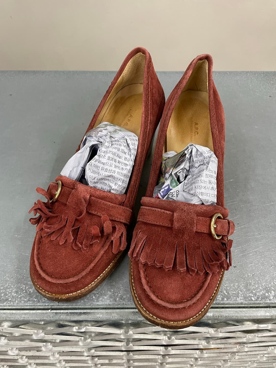 A.P.C 스웨이드 로퍼 버건디 38 상품이미지2