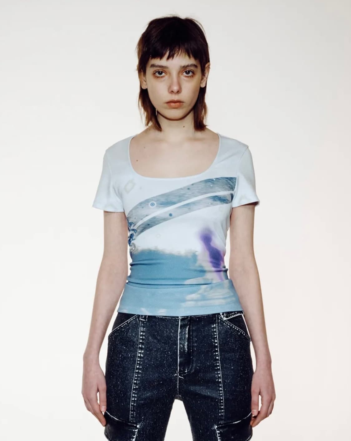 오픈와이와이 DAWN GRAPHIC U-NECK TOP (IVORY) 상품이미지1