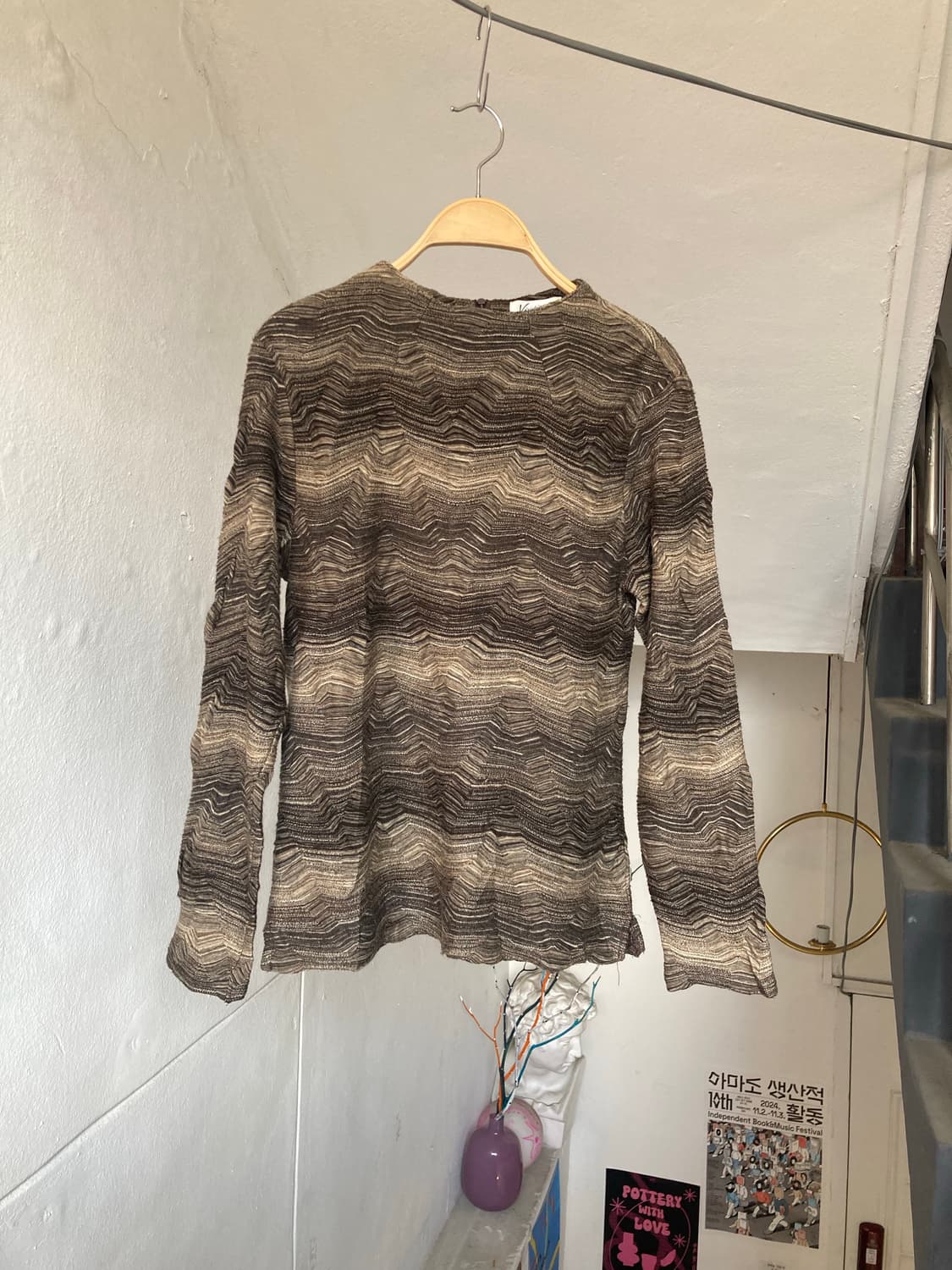 Y2K 웨스턴 케이블 니트 블라우스 상품이미지1