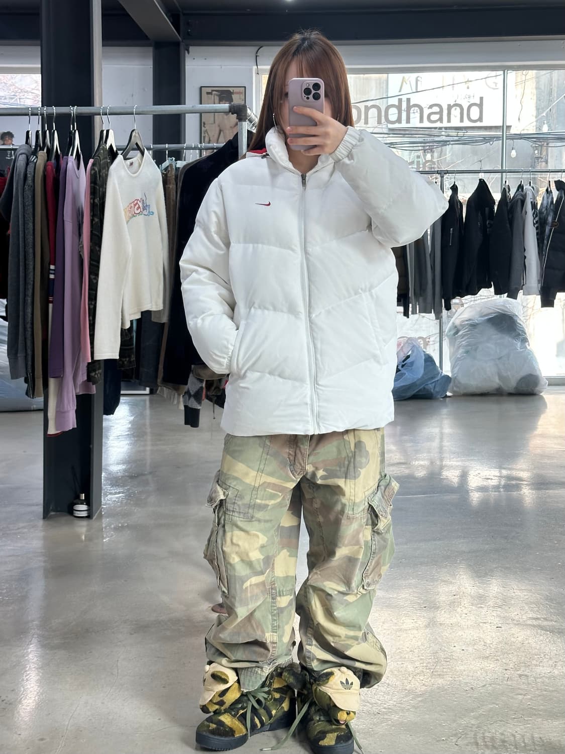 나이키 뉴챔프 스우시 패딩 화이트 상품이미지3