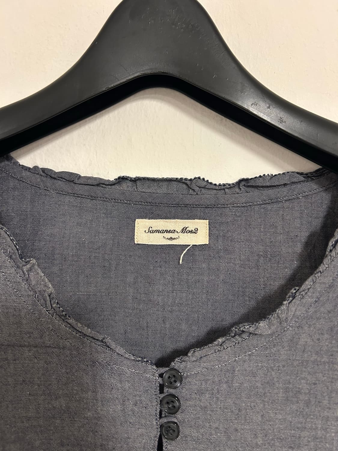 Samansa 코튼 헨리넥 내추럴 롱블라우스 상품이미지2