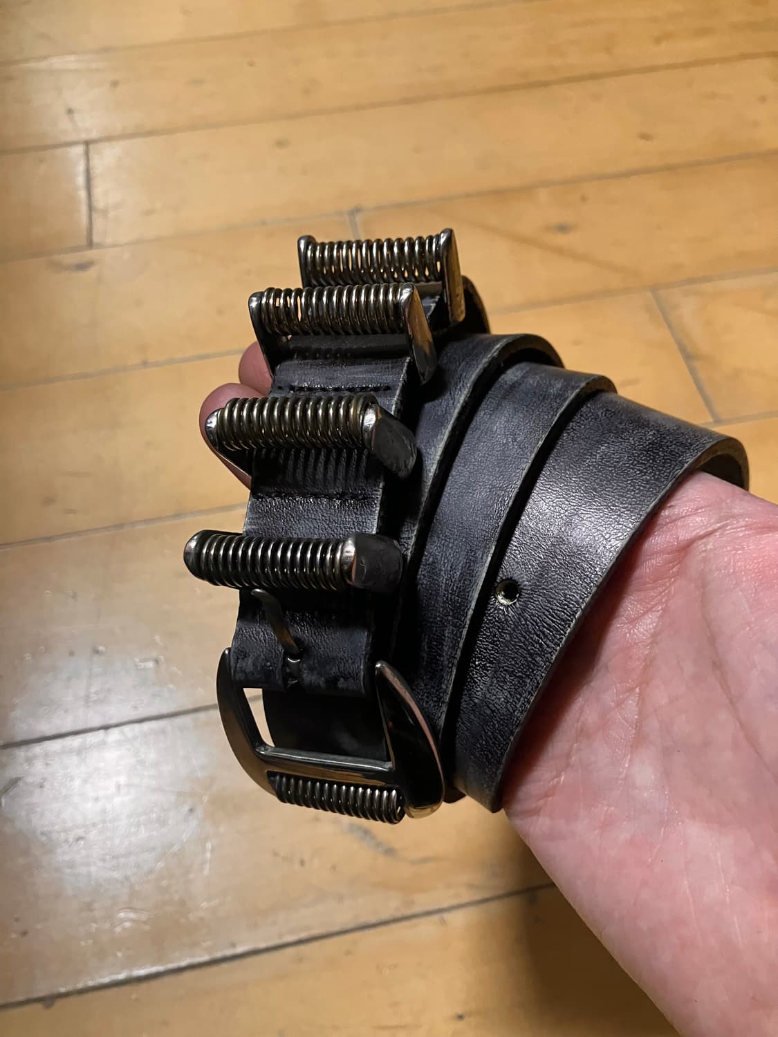 Japanese 90s 포 체인 링 버클 워싱 레더 벨트 상품이미지3