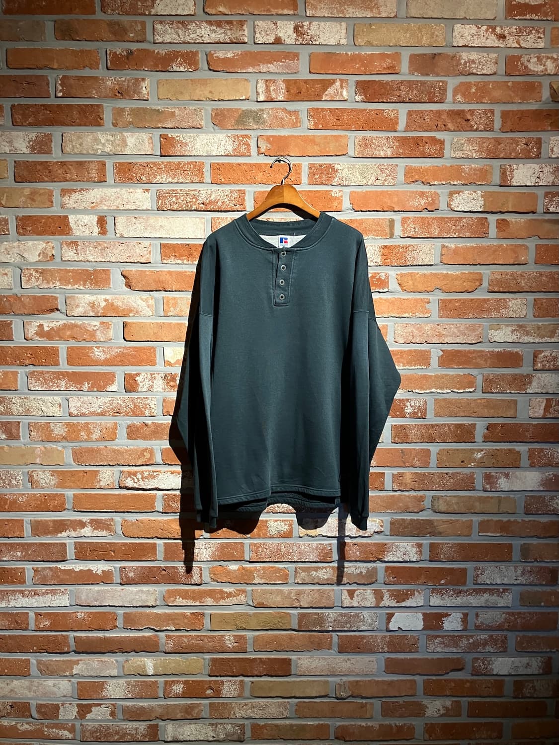 90s USA 빈티지 러셀 헨리넥 스웻 셔츠 맨투맨 상품이미지1