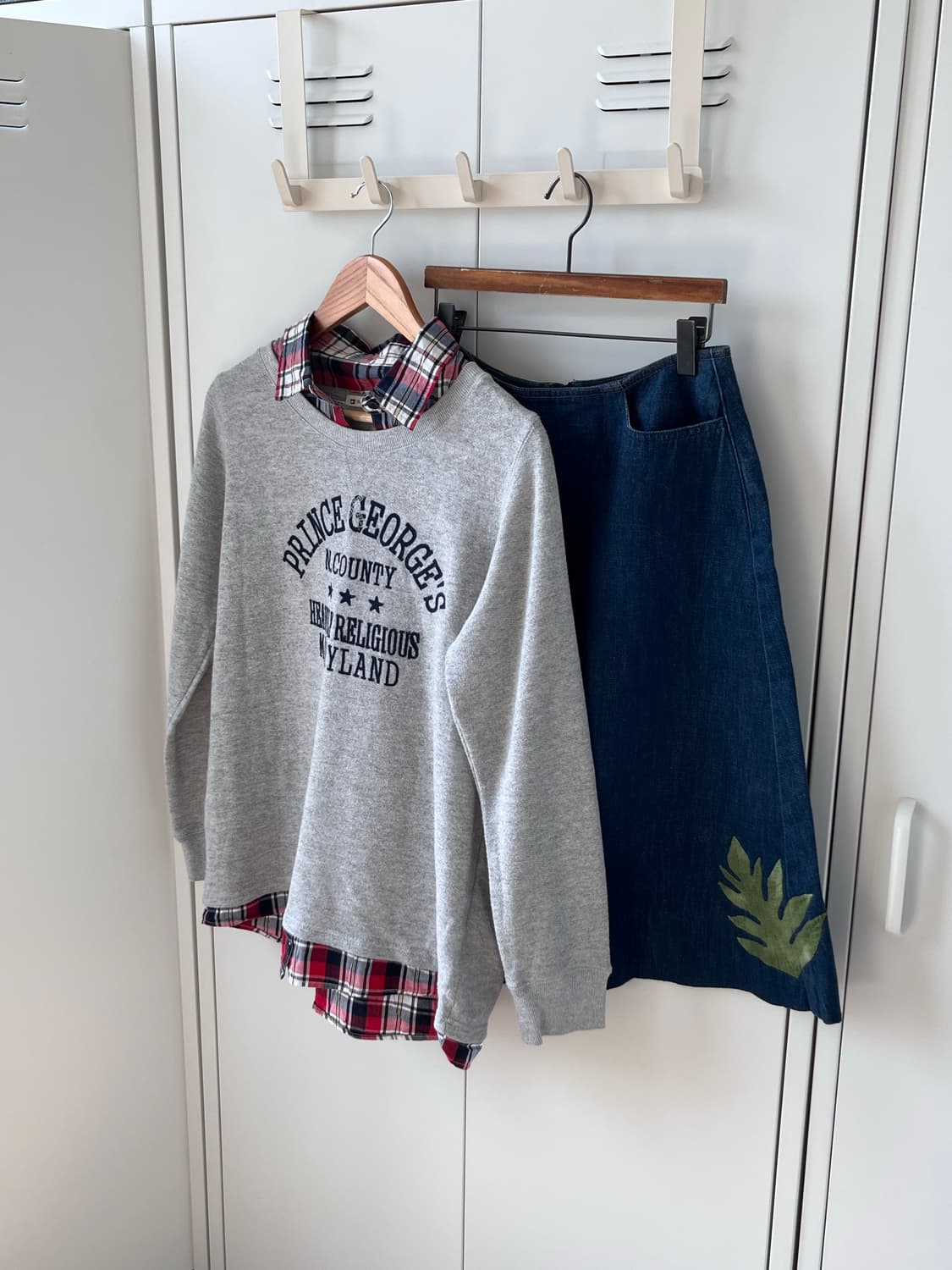 Sugaroa 체크 셔츠 레이어드 맨투맨 티셔츠 상품이미지10