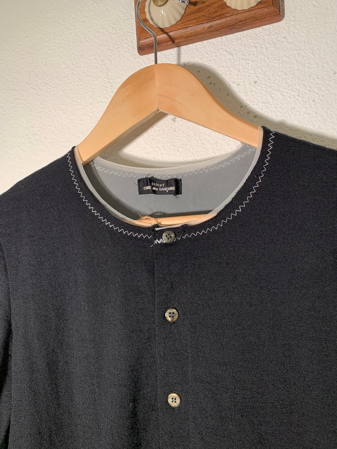 꼼데가르송 트리콧 싱글스티치 울 가디건 상품이미지2