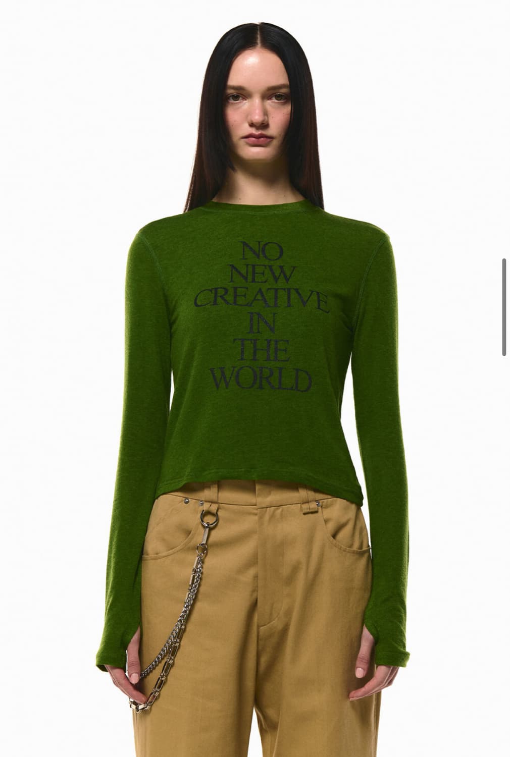 (제니착용) new creative 롱슬리브티 그린 상품이미지3