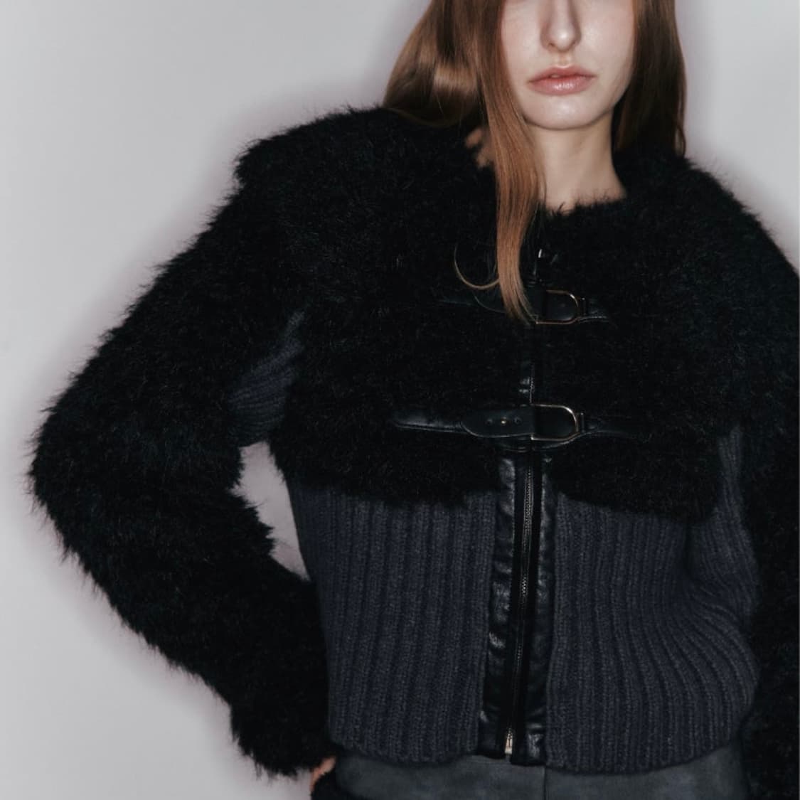 아수라 니트 믹스 무스탕 상품이미지1