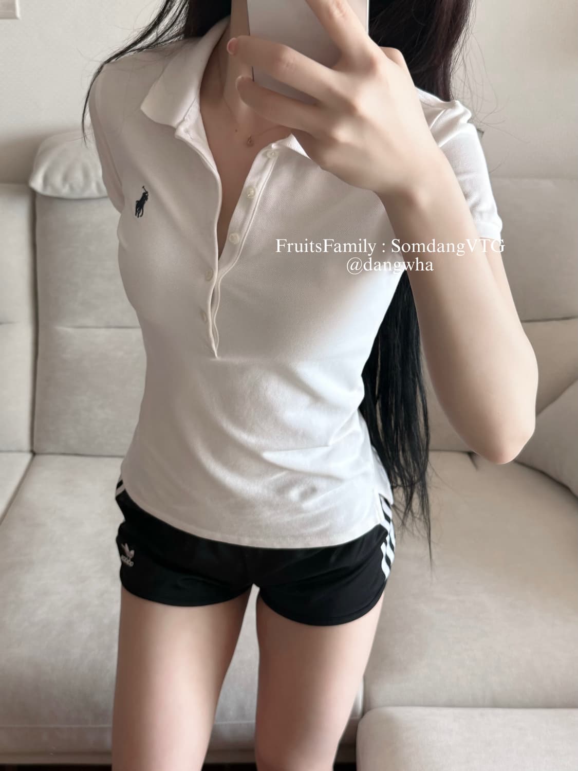 폴로 랄프로렌 화이트 블루 딱붙 반팔  상품이미지1