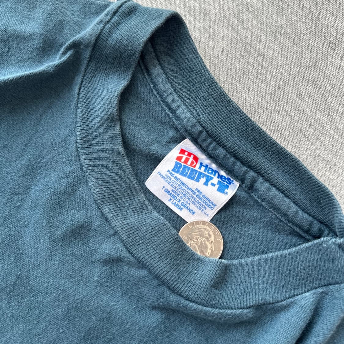 90년대 빈티지 Hanes Beefy-T 미니멀 아트 티셔츠 XL (미국 상품이미지4