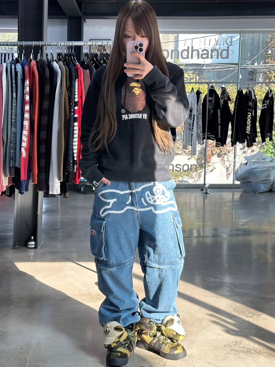 BBC 아이스크림 러닝독 투웨이 데님카고팬츠 상품이미지3