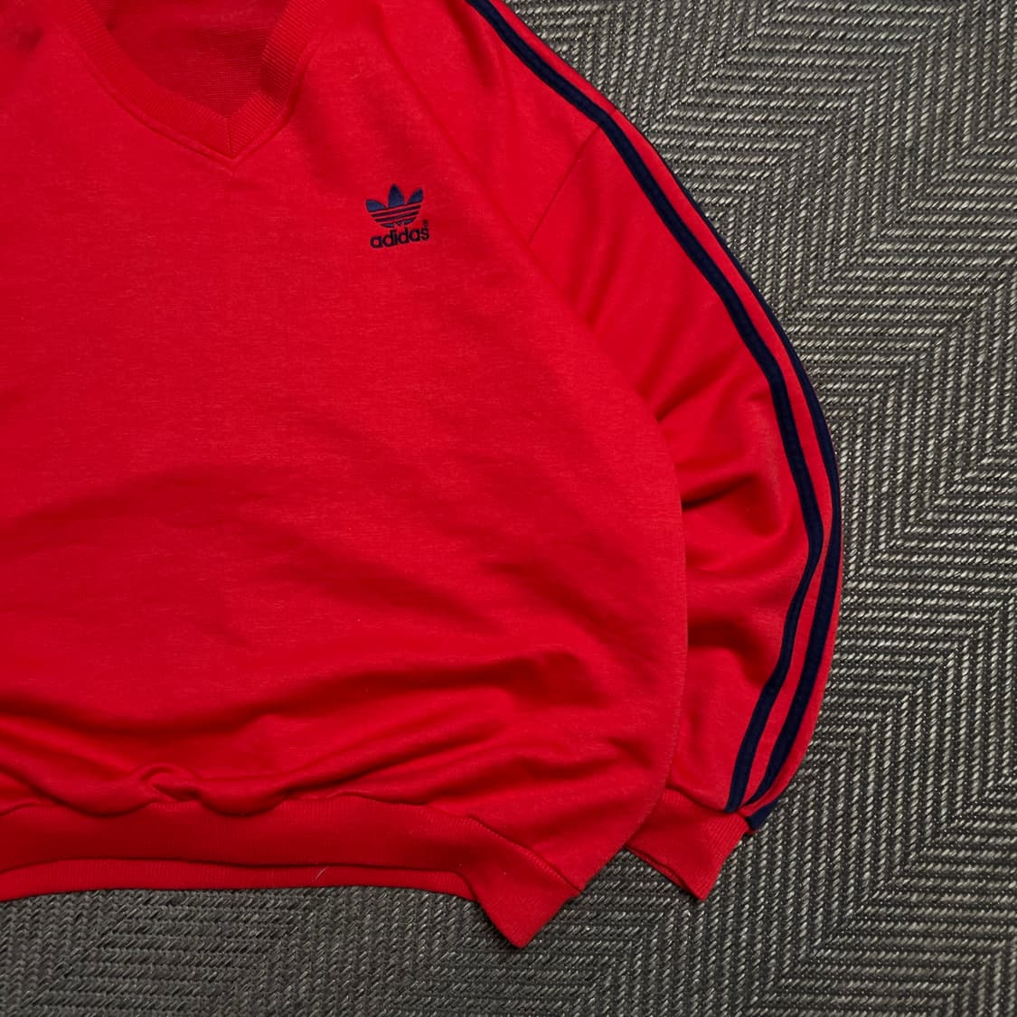 90s 아디다스 올드스쿨 삼선 스트라이프 브이넥 긴팔 티셔츠y5097 상품이미지3