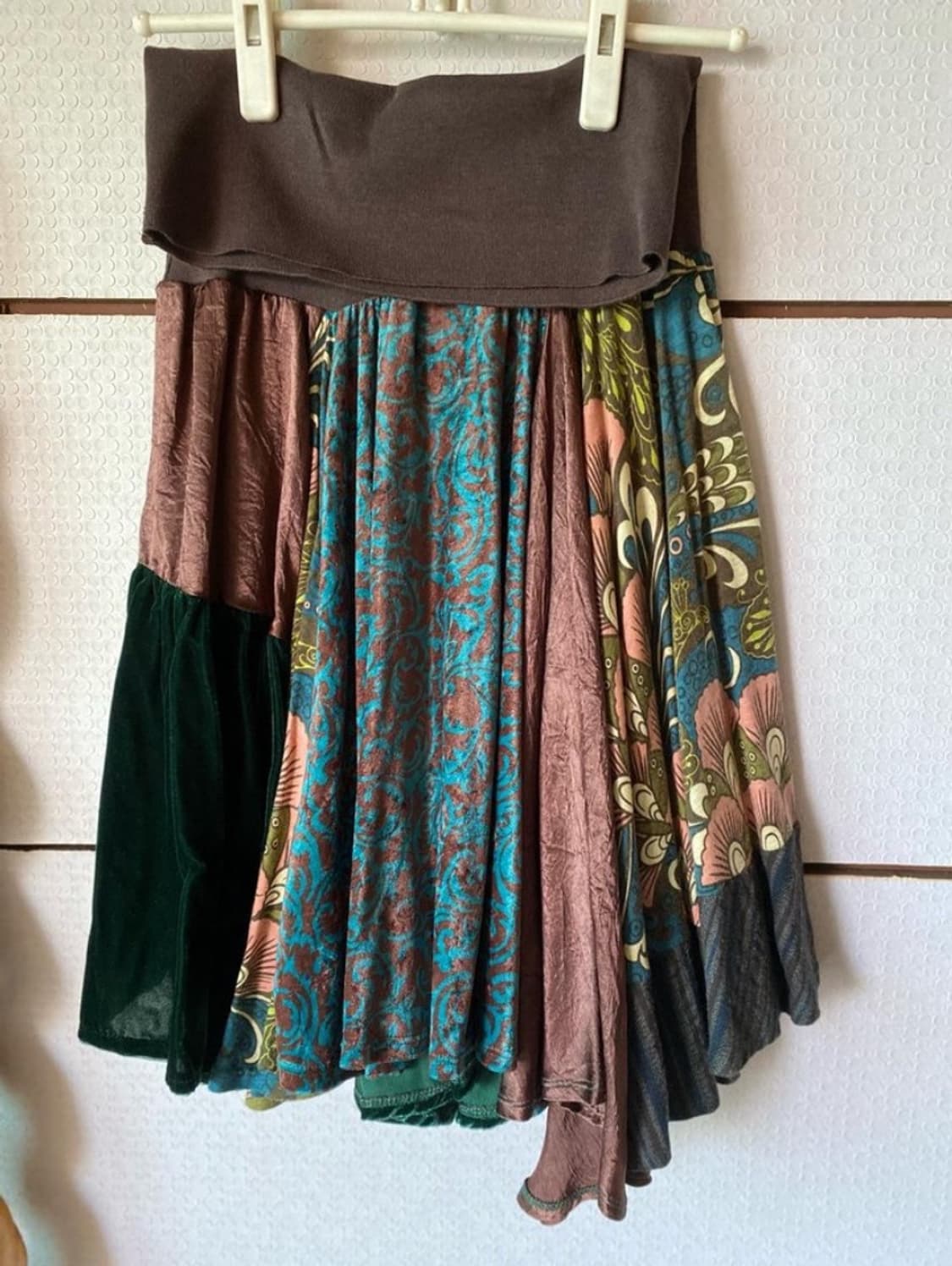 빈티지 패치워크 벨벳 스커트 상품이미지2