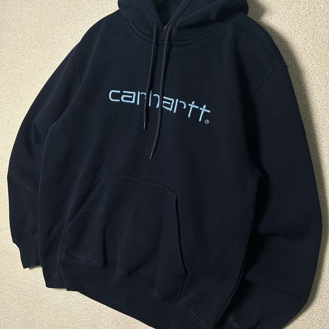 (S) 칼하트 로고 네이비 후드티 상품이미지2