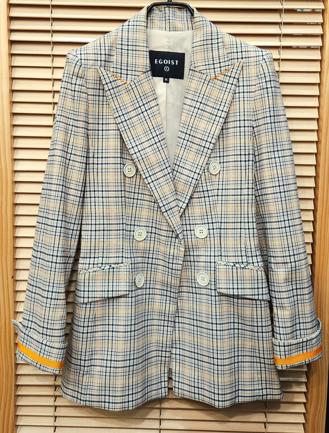 (새상품)에고이스트 체크더블자켓55 상품이미지1