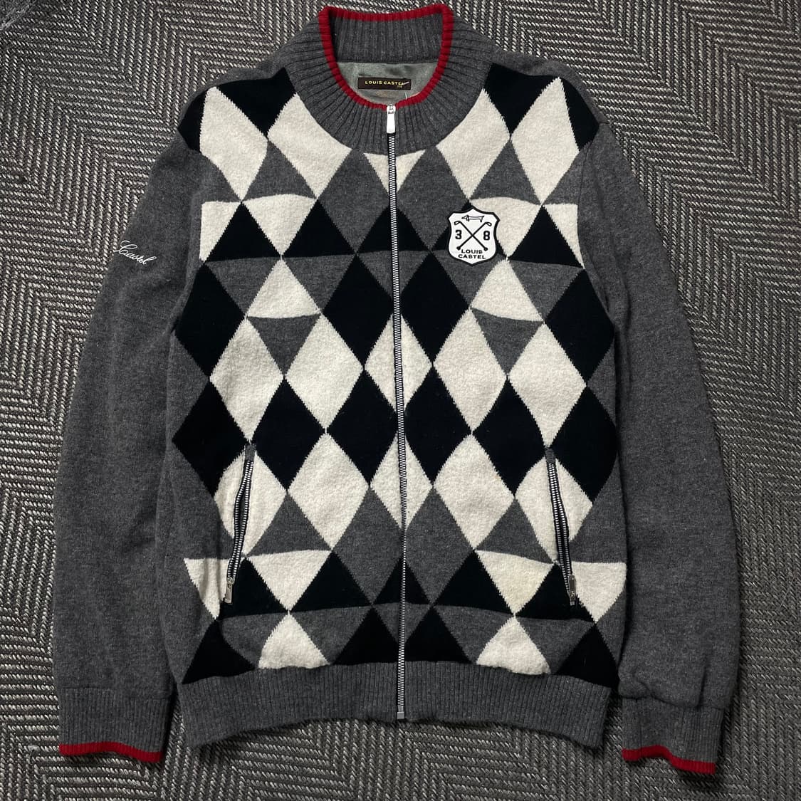 루이 까스텔 아가일 체크 패턴 니트 집업o 4974 상품이미지1