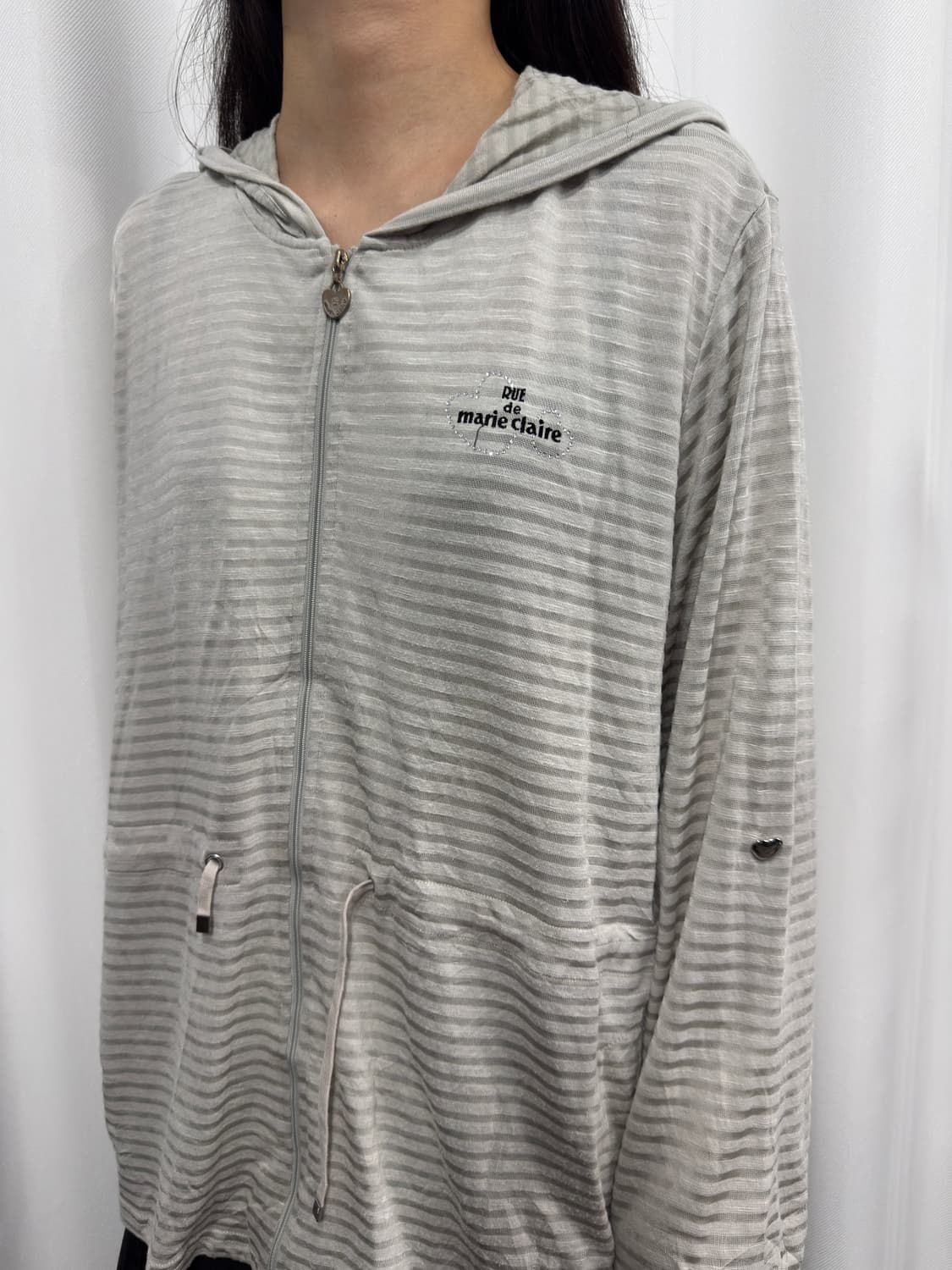 marie claire stripe hood zipup 상품이미지3