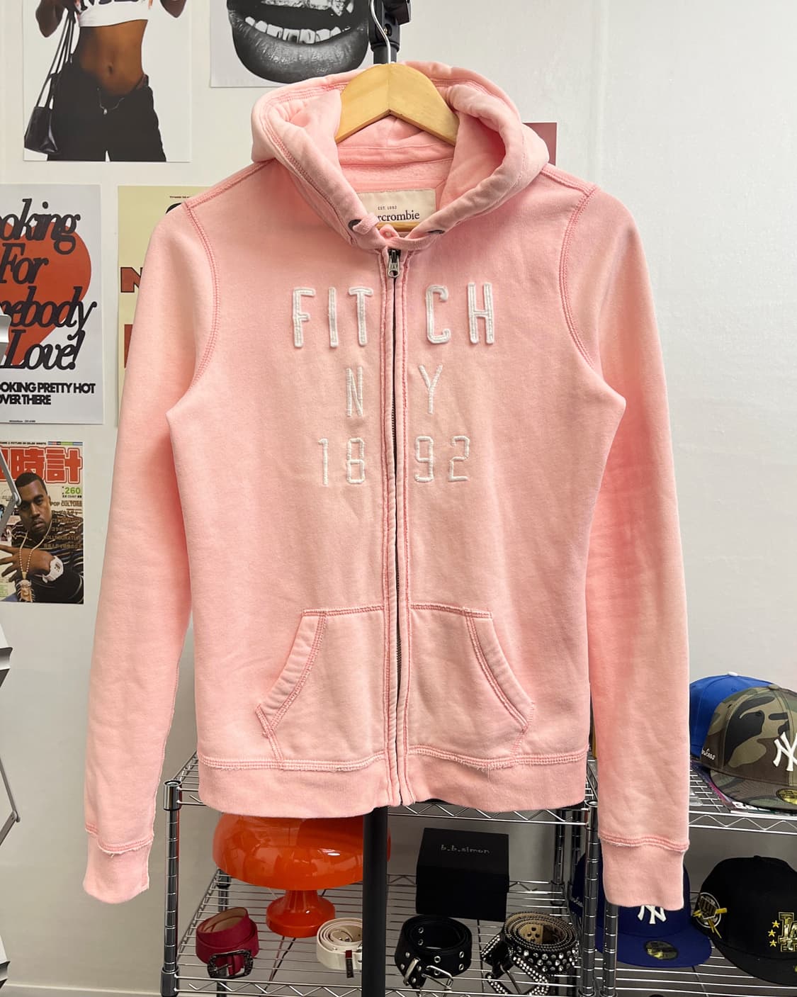 아베크롬비 아치로고 핑크 후드집업 상품이미지5