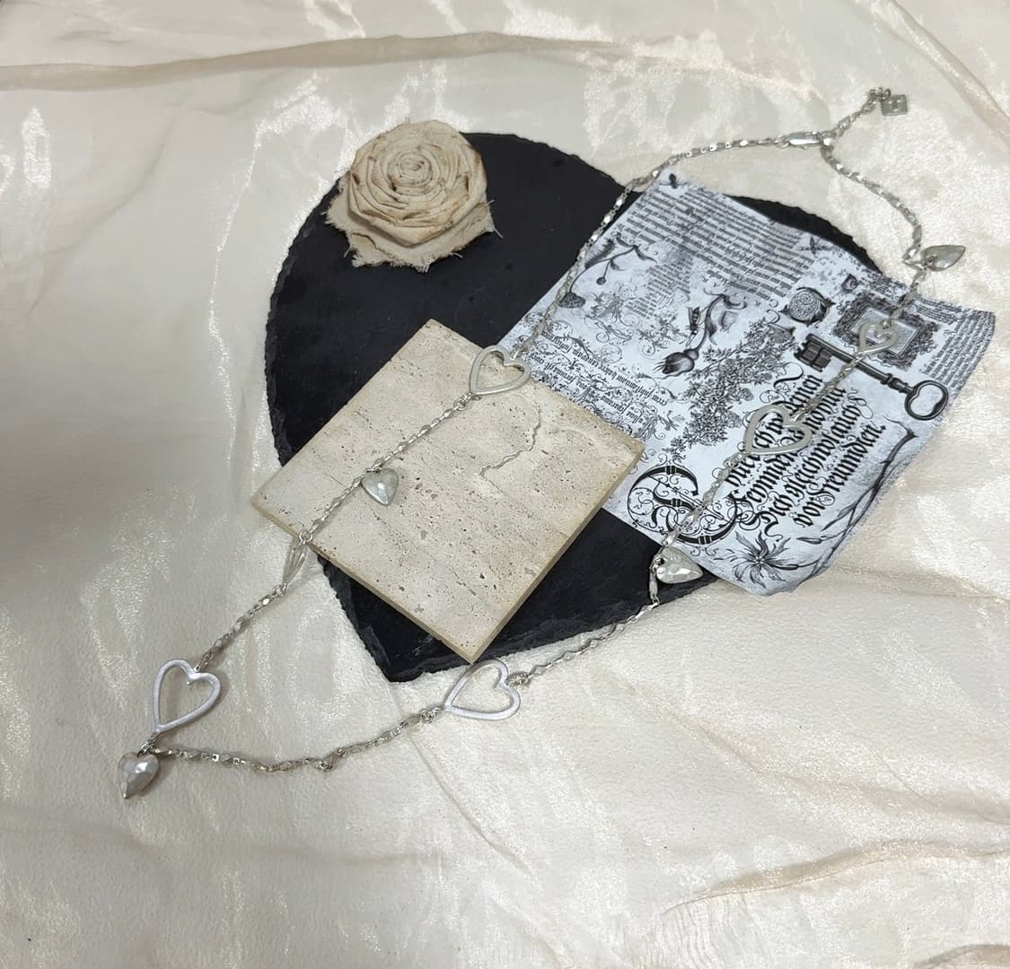 빈티지 해머링 하트 목걸이 상품이미지2