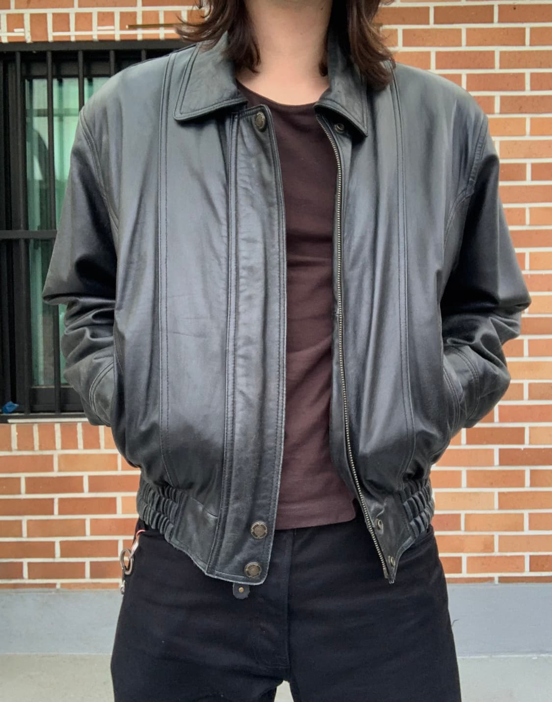 (실측L) 쉽스킨 레더 자켓 상품이미지1