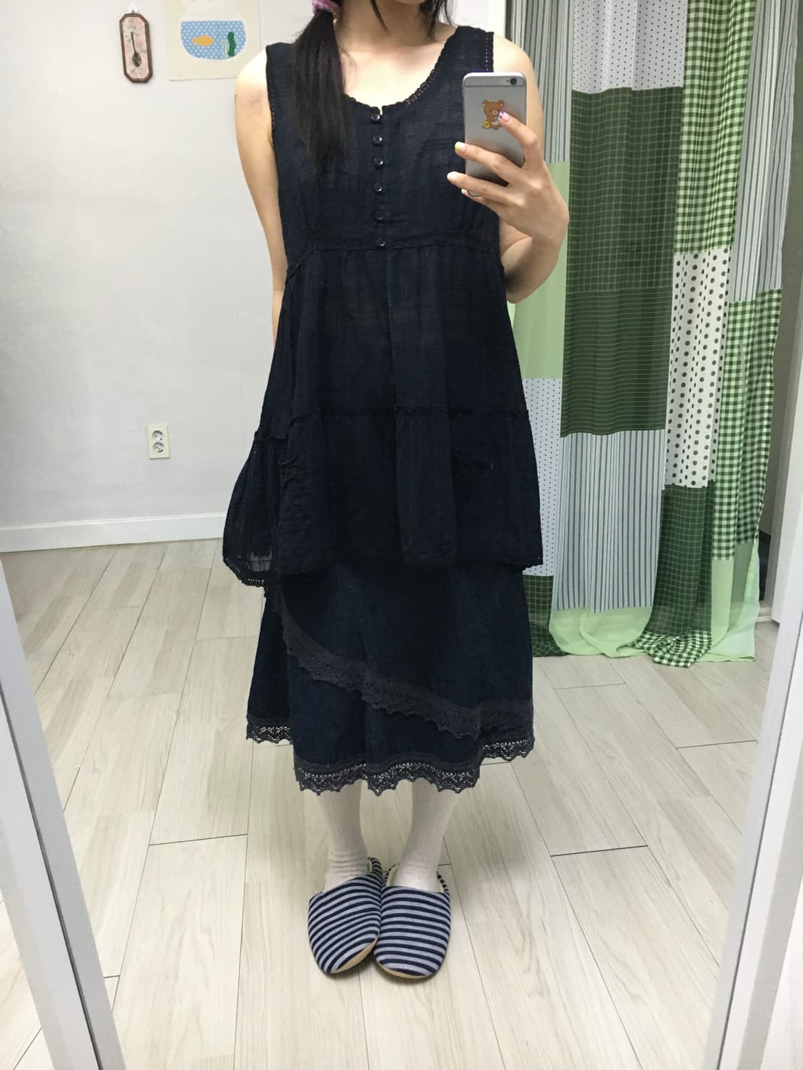 블랙 잔체크 슬리브리스 상품이미지9