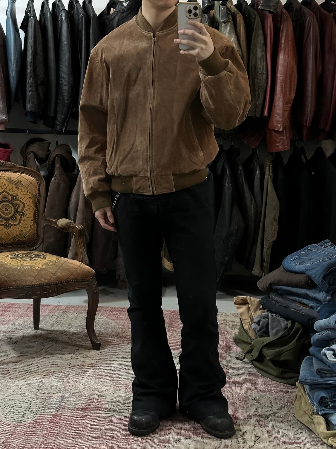 80's 빈티지 스웨이드 봄버 자켓 빈티지 레더 자켓 상품이미지2