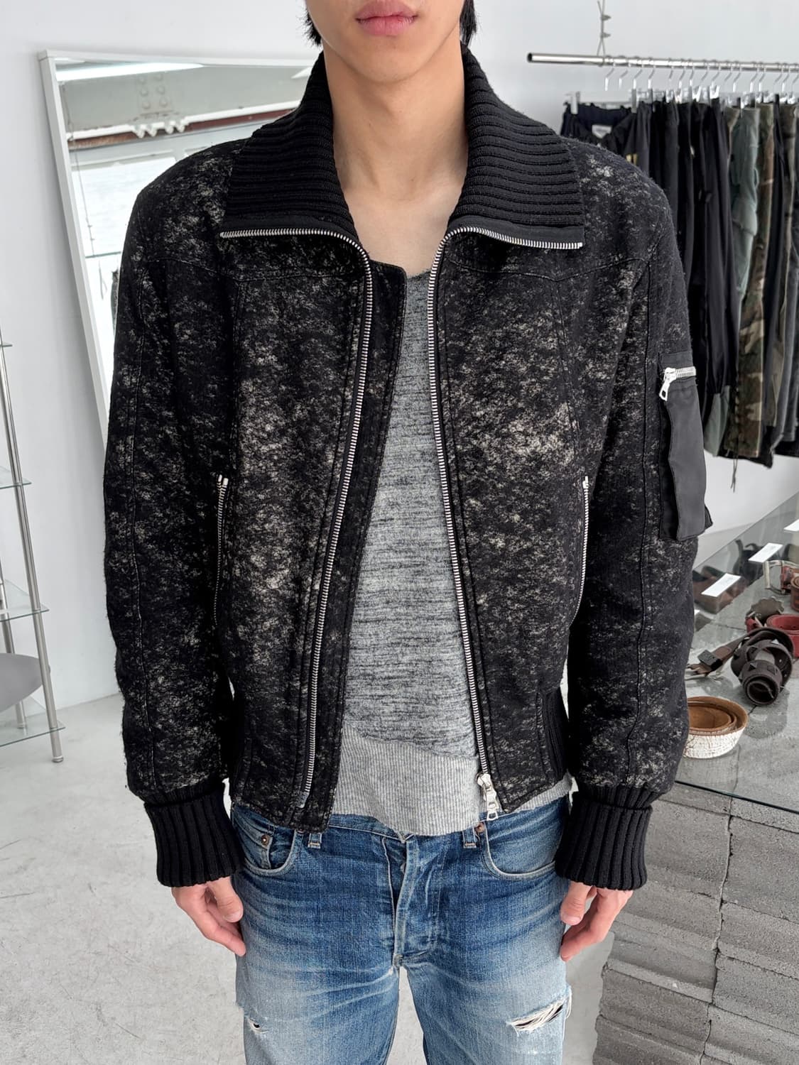 gazzarrini 디스트레스드 울 봄버 자켓 상품이미지2