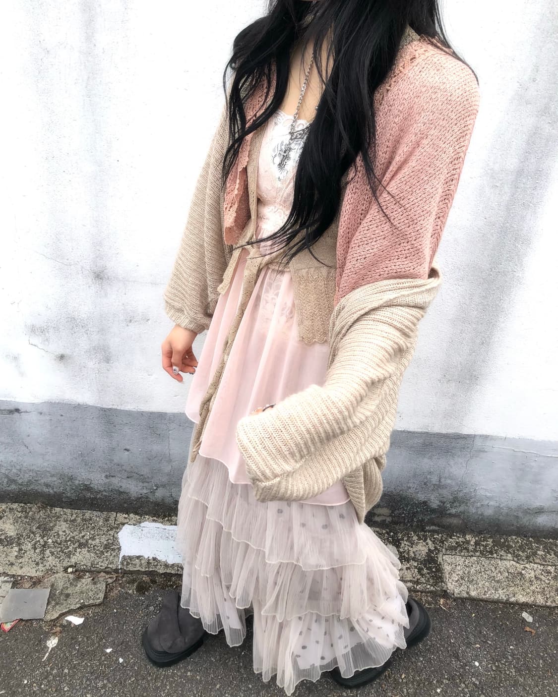 빈티지 복숭아 레이어드 코디세트 상품이미지3