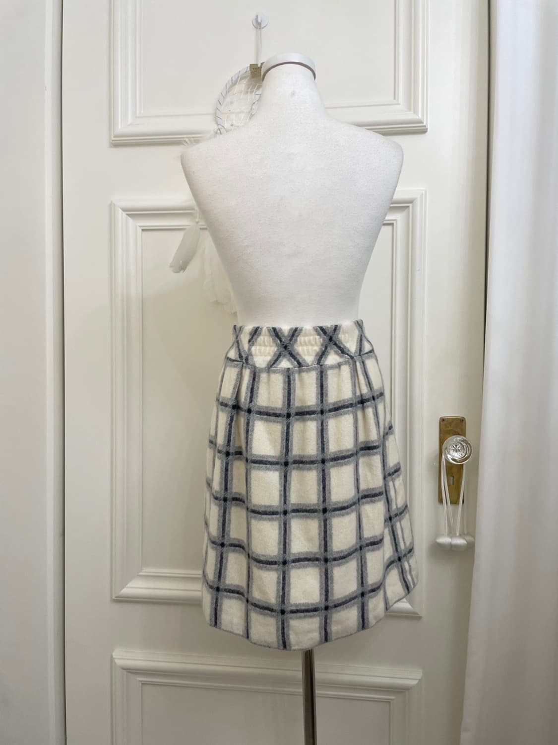 CDS BASIC ivory gray check button point 상품이미지3