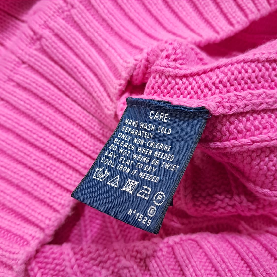 CL384 L 폴로 00s 코튼 케이블 크루넥 그린포니 핑크 니트 상품이미지5
