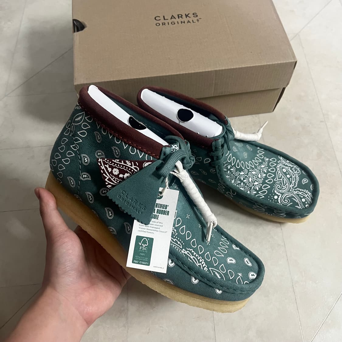 [새상품]클락스 왈라비 부츠 그린 페이즐리 265 270 280 285 상품이미지1