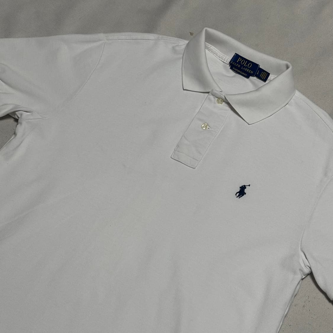 L 폴로랄프로렌 커스텀핏 화이트 카라 반팔티셔츠 상품이미지1