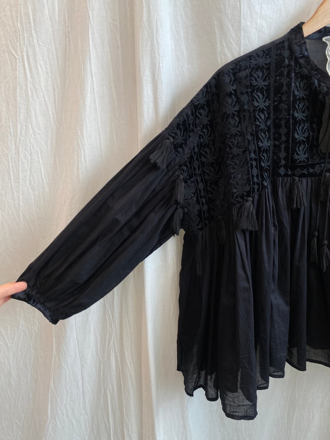 블랙 벨벳 블라우스(F) 상품이미지6