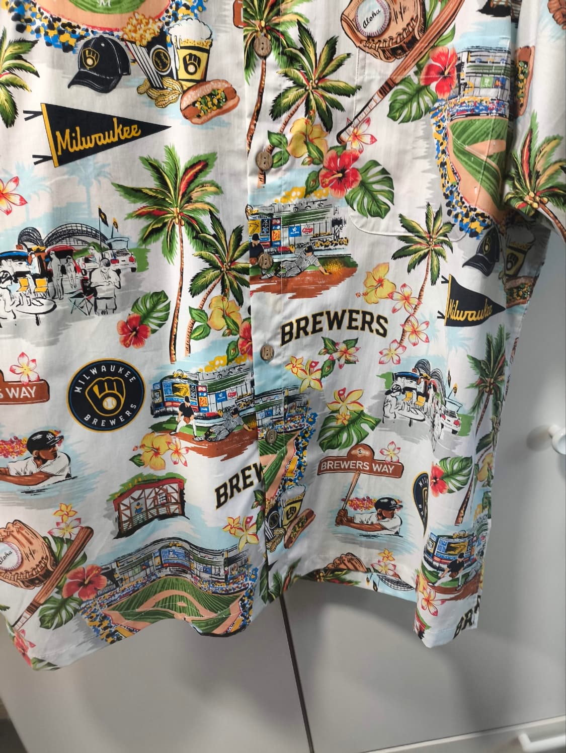 새거 M~2XL 레인스푸너 x MLB 밀워키 하와이안 셔츠 상품이미지5