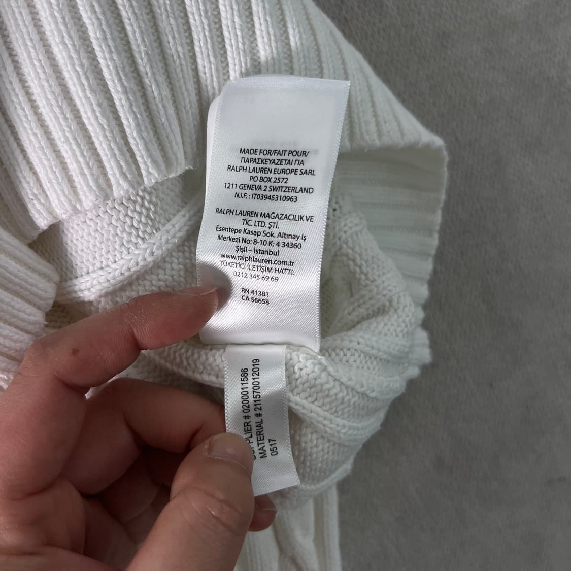 W 95 폴로랄프로렌 꽈배기 화이트 니트 상품이미지7